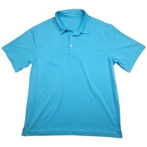 Walter Hagen Essentials Mens Blue Striped Performance Golf Polo Shirt Size L